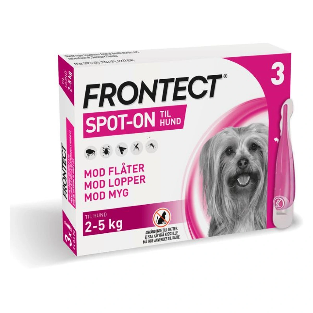 Frontect spot on 3 x 0,5 ml til hunde 2-5 kg - effektiv beskyttelse mod parasitter